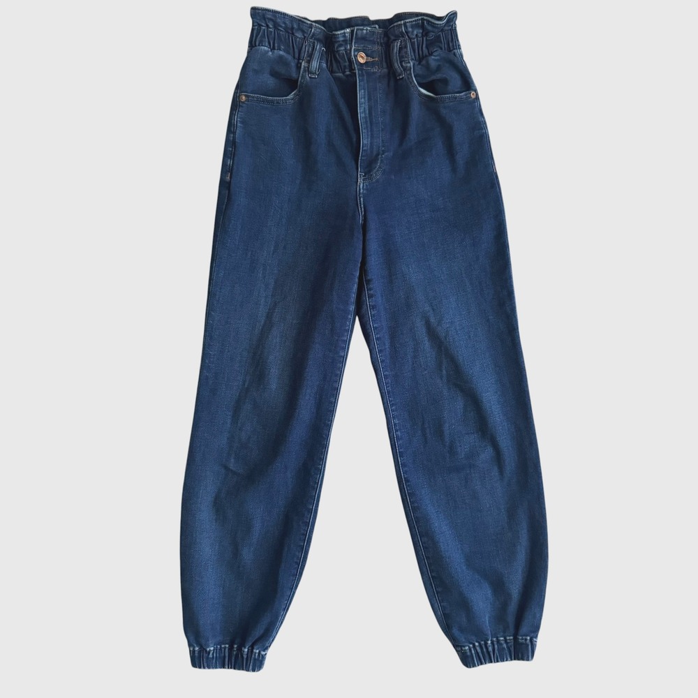 Express Super High Rise Jogger Jeans Dark Wash Denim 4R Elastic Waist joggers